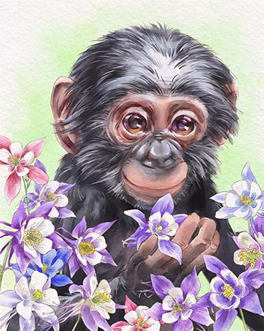 Canasta HD Chimpanzee Animals with Blooms Badge