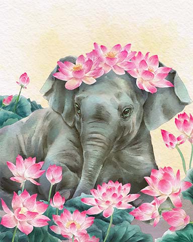 Word Whomp HD Elephant Animals with Blooms Badge