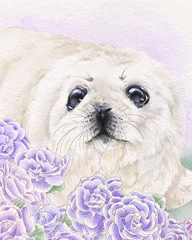 Jungle Gin HD Harp Seal Animals with Blooms Badge