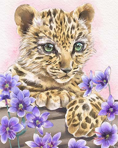 Spades HD Leopard Cub Animals with Blooms Badge