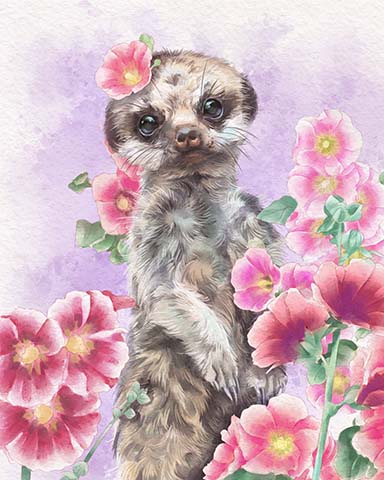 Pogo™ Slots Meerkat Animals with Blooms Badge