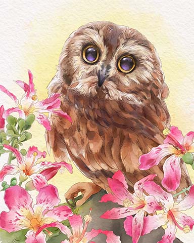 Spades HD Owlet Animals with Blooms Badge