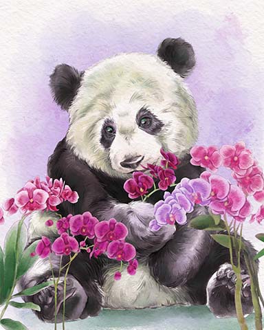 Jigsaw Treasure Hunter HD Panda Animals with Blooms Badge