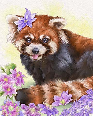 Word Whomp HD Red Panda Animals with Blooms Badge