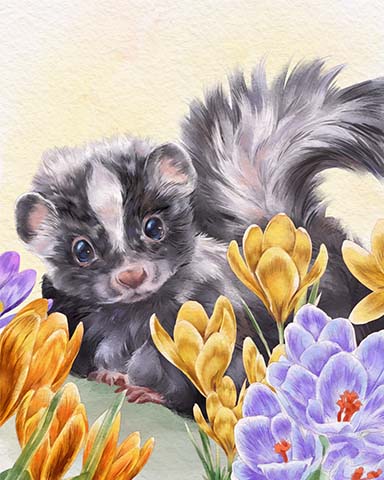 First Class Solitaire HD Skunk Animals with Blooms Badge