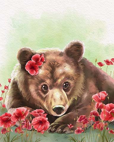 Canasta HD Bear Cub Animals with Blooms Badge