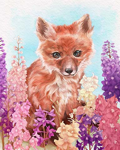Canasta HD Fox Kit Animals with Blooms Badge