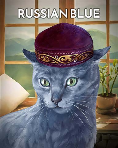 Russian Blue Cats In Hats Badge - First Class Solitaire HD