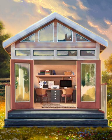 Big Backyard Office Colorful Sheds Badge - Tri Peaks Solitaire HD