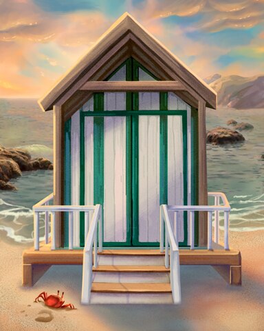 White and Green Beach Hut Colorful Sheds Badge - Word Whomp HD