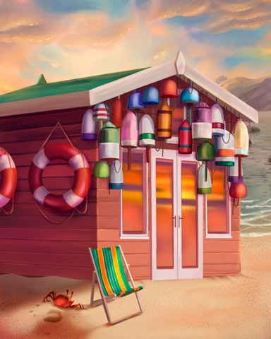Red Fishing Hut Colorful Sheds Badge - Tri Peaks Solitaire HD