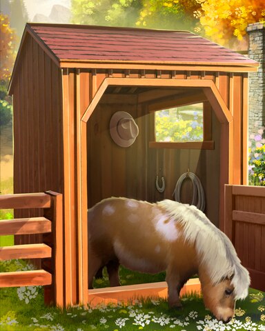 Miniature Horse Barn Colorful Sheds Badge - Mahjong Safari HD