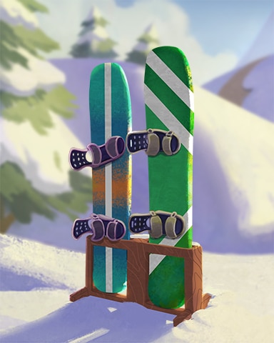 Snowboard Stand Cozy Chalet Badge - Word Whomp HD