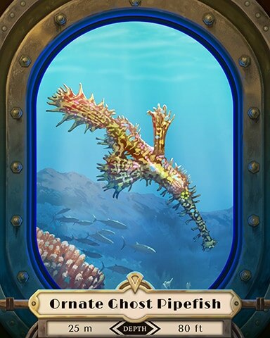 Ornate Ghost Pipefish Deep Sea Creatures Badge - World Class Solitaire HD