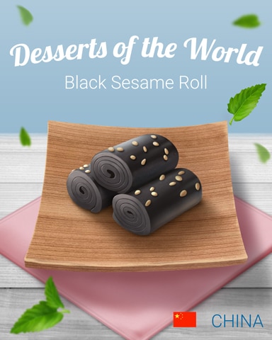 Black Sesame Roll World Dessert Badge - Tri-Peaks Solitaire HD