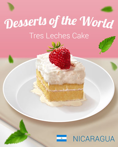 Tres Leches Cake World Dessert Badge - Mahjong Sanctuary