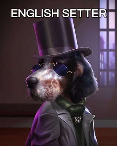 Word Whomp HD English Setter Dogs in Disguise Badge