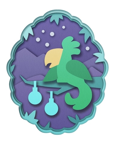 Parrot In Tree Holiday Cards Badge - Jungle Gin HD