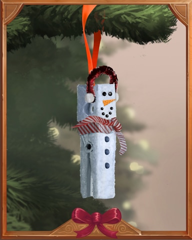 Clothespin Snowman Holiday Ornaments Badge - Pogo Slots