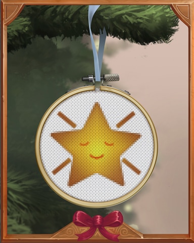 Cross-Stitch Star Holiday Ornaments Badge - Crossword Cove HD