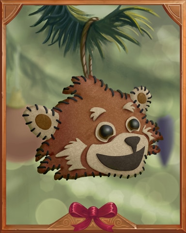 Felt Red Panda Holiday Ornaments Badge - Mahjong Safari HD