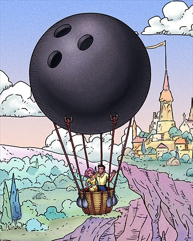 Bowling Ball Hot Air Balloons Badge - Dice City Roller HD