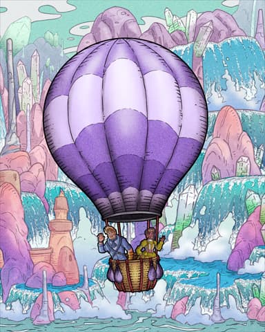 Purple Teardrop Hot Air Balloons Badge - Canasta HD