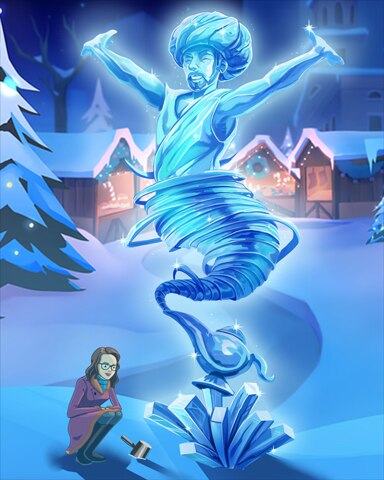 Word Whomp HD Genie and Lamp Ice Sculptures Badge