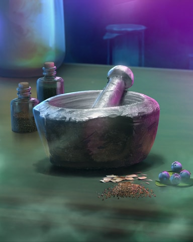 Solitaire Home Story Mortar and Pestle Mad Scientist Lab Badge