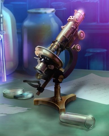 Solitaire Home Story Microscope Mad Scientist Lab Badge