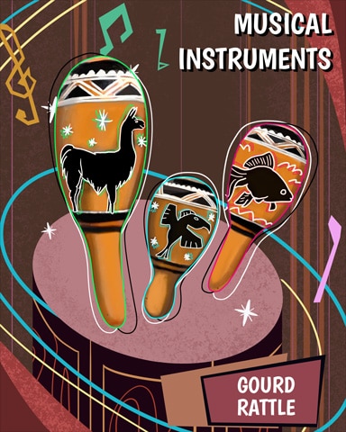 Gourd Rattle Musical Instruments Badge - Word Whomp HD
