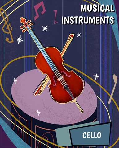 Cello Musical Instruments Badge - Poppit! HD