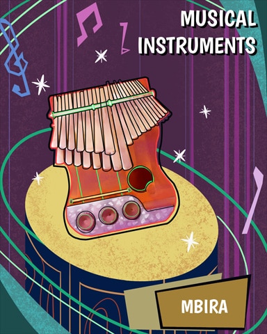 Mbira Musical Instruments Badge - World Class Solitaire HD