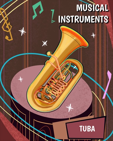 Tuba Musical Instruments Badge - First Class Solitaire HD