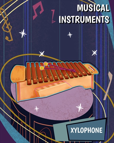 Xylophone Musical Instruments Badge - World Class Solitaire HD