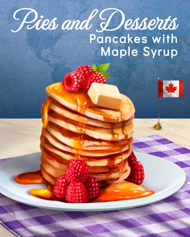 Pancakes with Maple Syrup Pies and Desserts Badge - World Class Solitaire HD