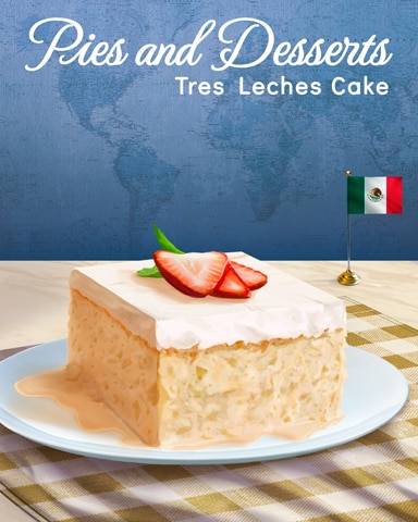 Tres Leches Cake Pies and Desserts Badge - Mahjong Safari HD