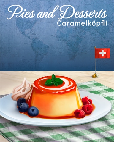 Caramelköpfli Pies and Desserts Badge - Mahjong Safari HD