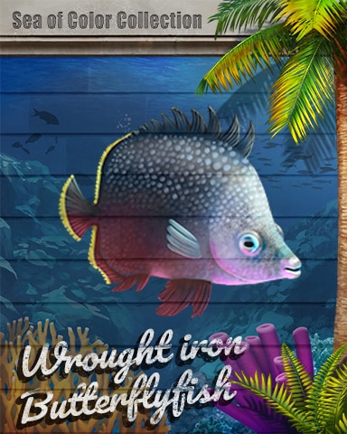 Wrought Iron Butterflyfish Sea of Color Badge - Mahjong Safari HD