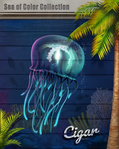 Cigar Jellyfish Sea of Color Badge - Pogo Slots