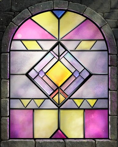 First Geometric Pattern Stained Glass Badge - Pogo Slots