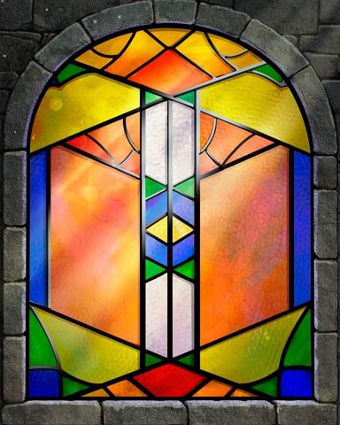 Third Geometric Pattern Stained Glass Badge - Jungle Gin HD
