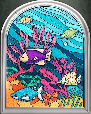 Colorful Reef Stained Glass Badge - Canasta HD