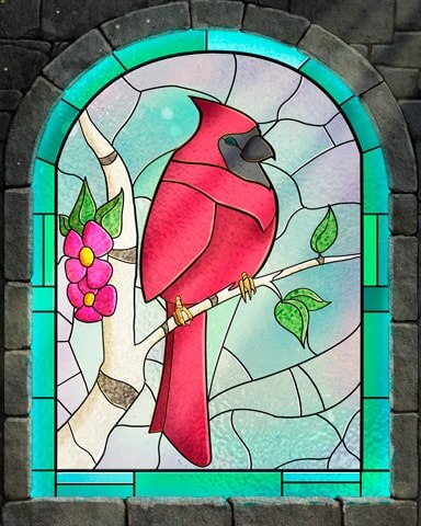 Red Cardinal Stained Glass Badge - First Class Solitaire HD