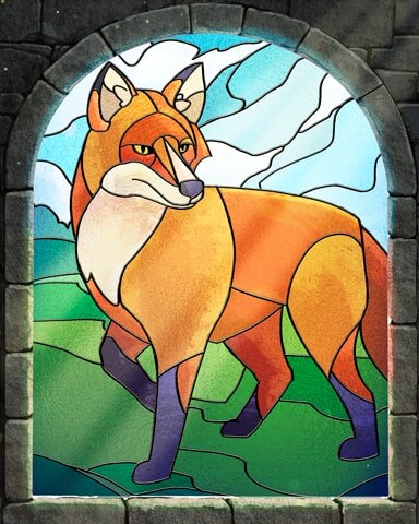 Curious Fox Stained Glass Badge - Spades HD