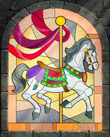 Carousel Horse Stained Glass Badge - Poppit! Bingo
