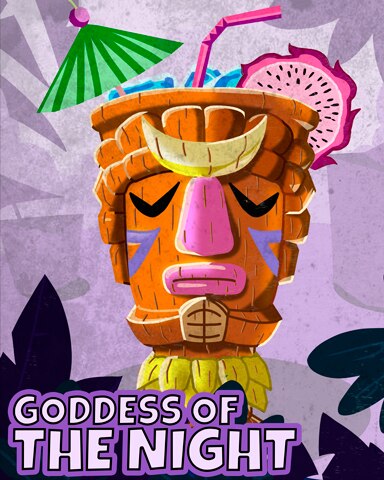 Wooden Goddess of the Night Badge - Tri-Peaks Solitaire HD