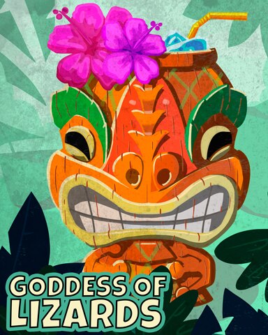 Wooden Lizard Goddess Badge - Spades HD