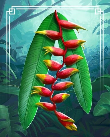 Hanging Lobster Claw Tropical Flowers Badge - Pogo Addiction Solitaire HD