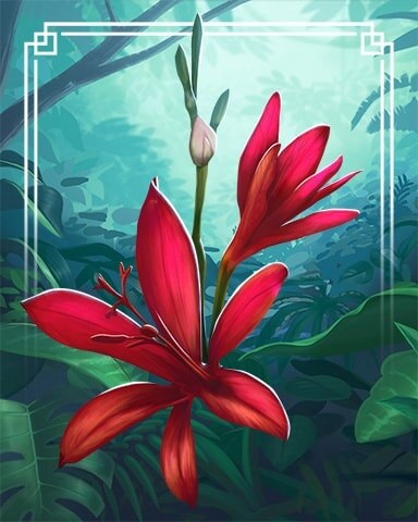 Large Red Iris Tropical Flowers Badge - Mahjong Safari HD